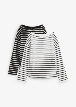 Langarmshirt aus reiner Bio-Baumwolle, (2er Pack)