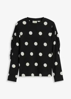 Langarmshirt aus strukturiertem Crêpe