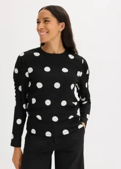 Langarmshirt aus strukturiertem Crêpe