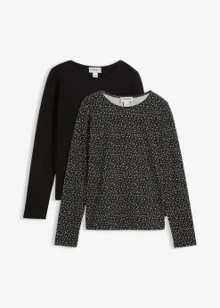 Langarmshirt (2er Pack) aus Baumwoll-Elasthan Mix