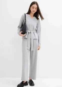 Langarmshirt mit breitem Bindeband aus Viskose-Mix