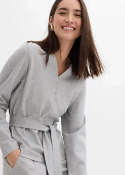 Langarmshirt mit breitem Bindeband aus Viskose-Mix