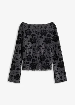 Langarmshirt mit leichter Transparenz