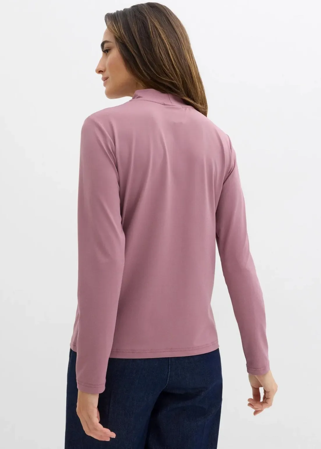 Langarmshirt mit Stehkragen mit recyceltem Polyamid