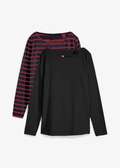 Langarmshirt mit U-Boot-Ausschnitt (2er Pack)