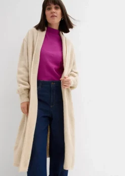 Langer Strickmantel in Hairy Optik