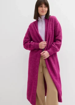 Langer Strickmantel in Hairy Optik