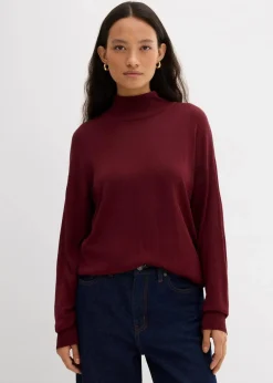 Leichter Feinstrickpullover mit breitem Turtleneck aus Viskose-Mix