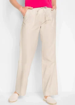 Leinen-Hose mit weitem Bein