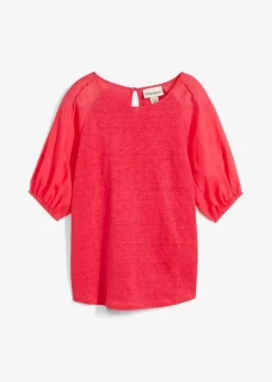 Leinen-Shirt mit Ballonärmeln