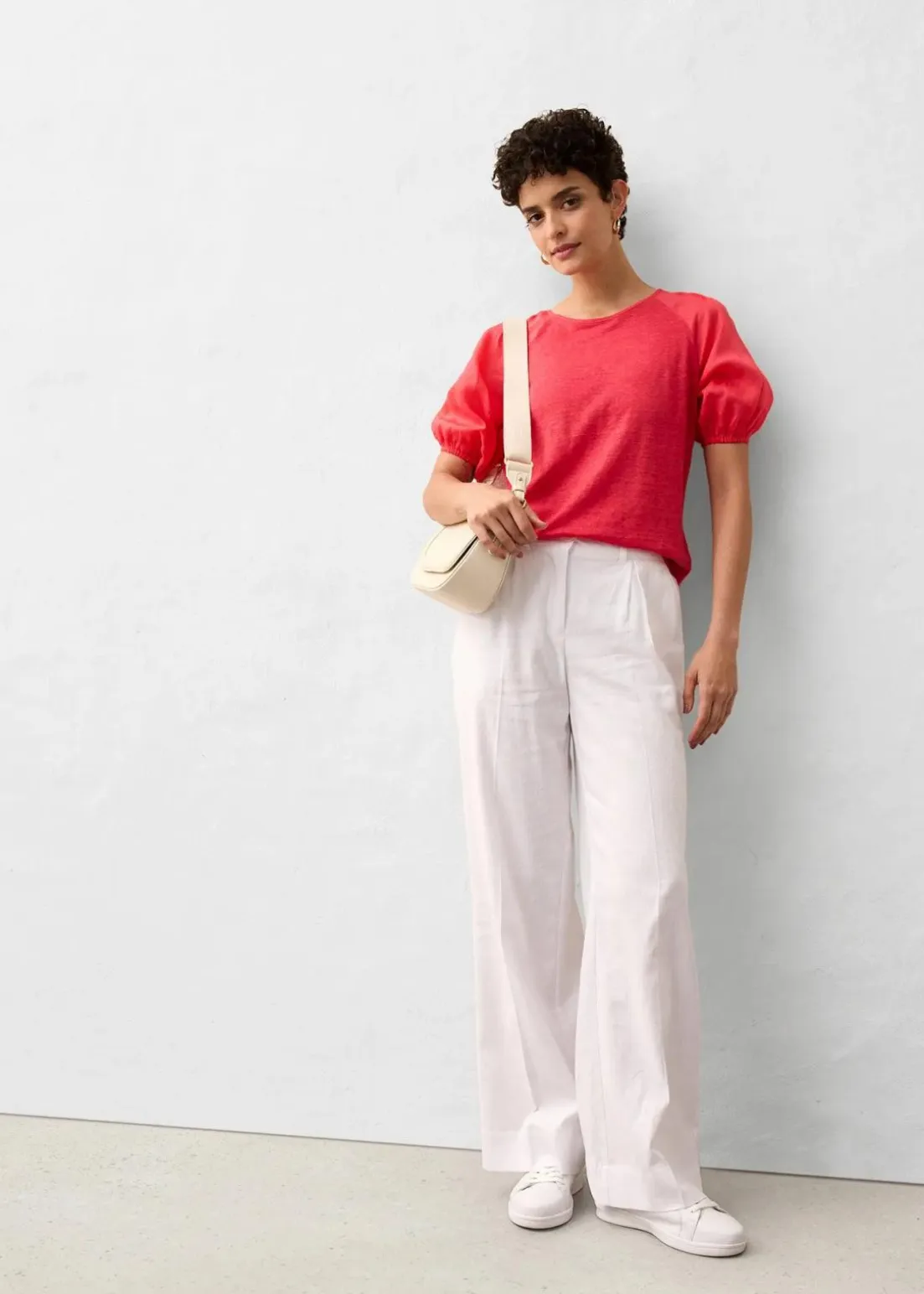 Leinen-Shirt mit Ballonärmeln