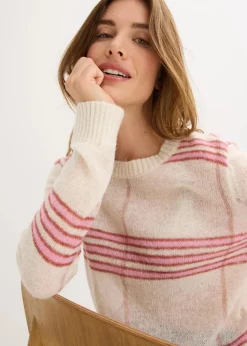 Locker gestrickter Pullover mit Woll- und Alpaka-Anteil