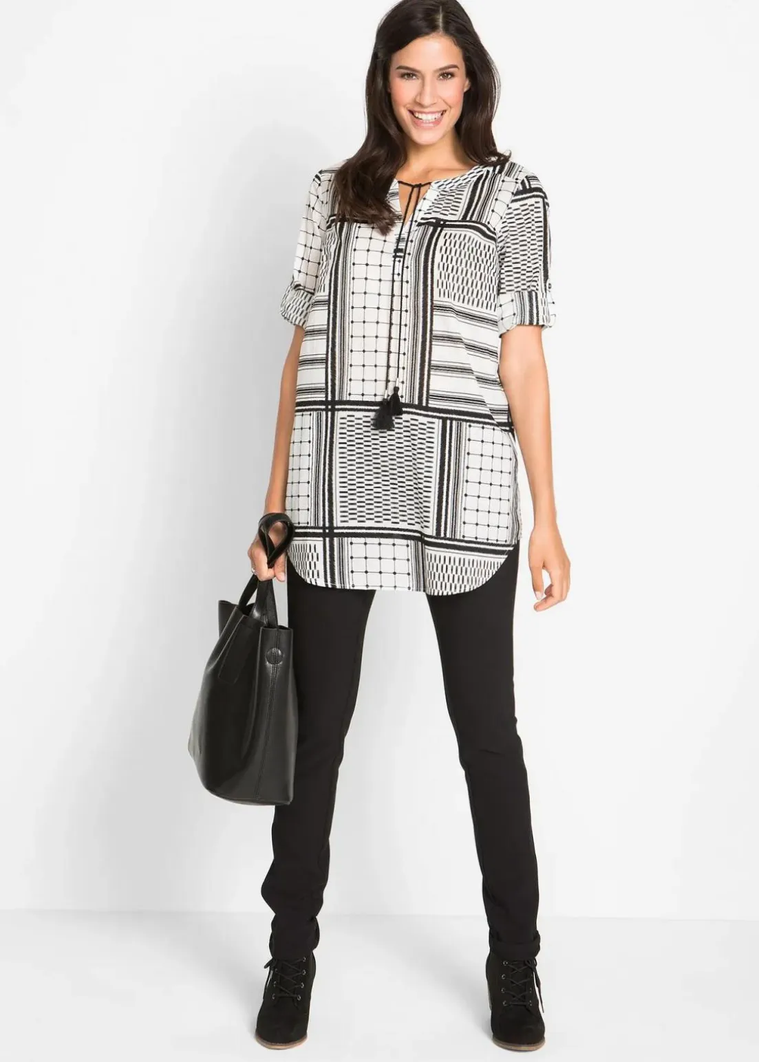 Long- Tunika aus reiner Baumwolle