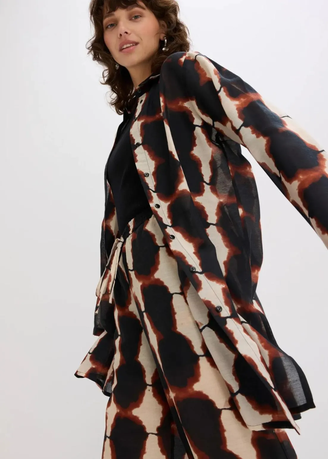 Longbluse mit Batik-Print