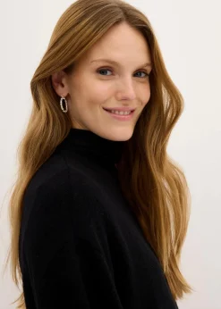 Long-Feinstrickpullover mit Seitenschlitzen aus Viskose-Mix