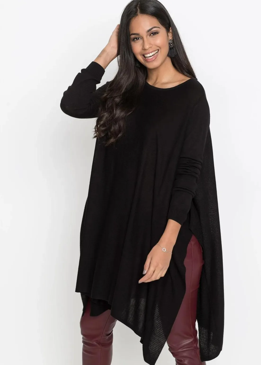 Long-Pullover aus Viskose-Mix