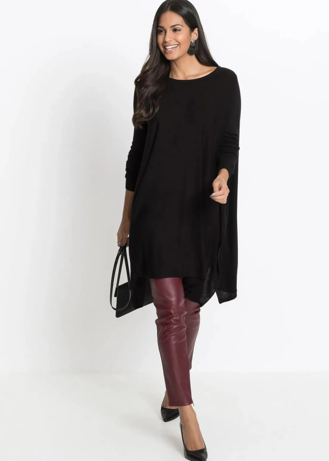 Long-Pullover aus Viskose-Mix