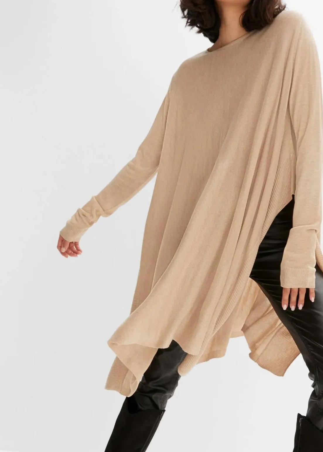 Long-Pullover aus Viskose-Mix