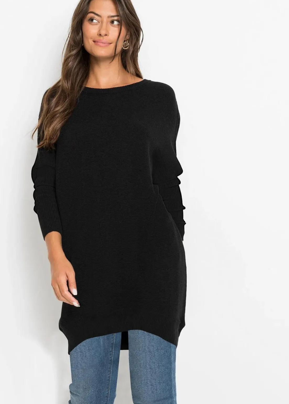 Long-Pullover aus Viskose-Mix