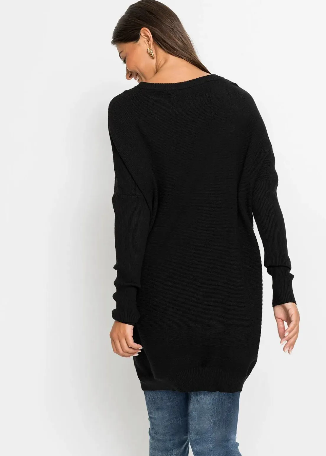 Long-Pullover aus Viskose-Mix