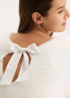 Longpullover aus weichem Federgarn