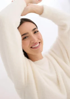 Longpullover aus weichem Federgarn