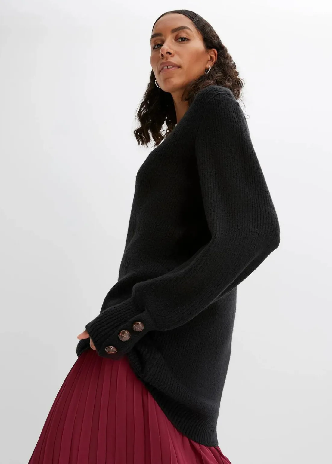 Longpullover mit Knöpfen