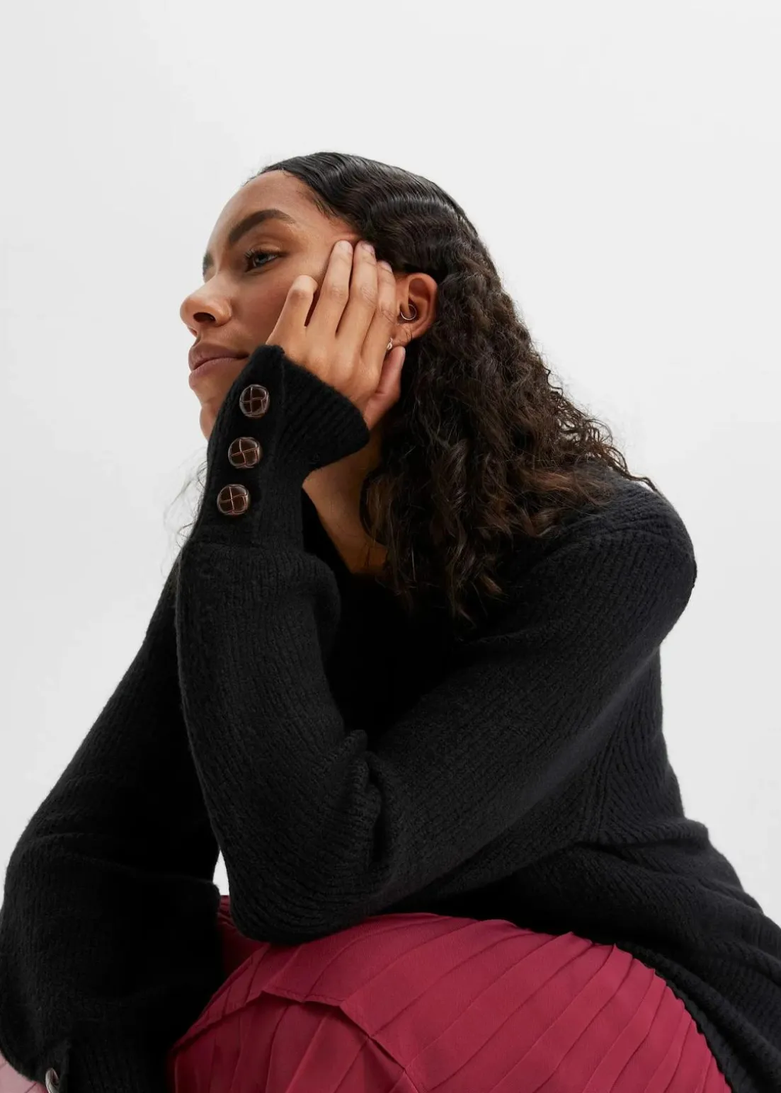 Longpullover mit Knöpfen