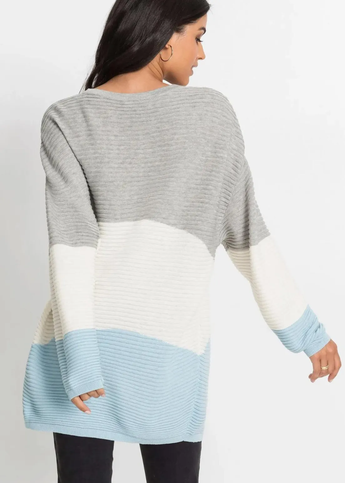 Longpullover mit Rippmuster