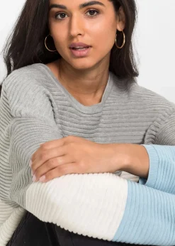 Longpullover mit Rippmuster