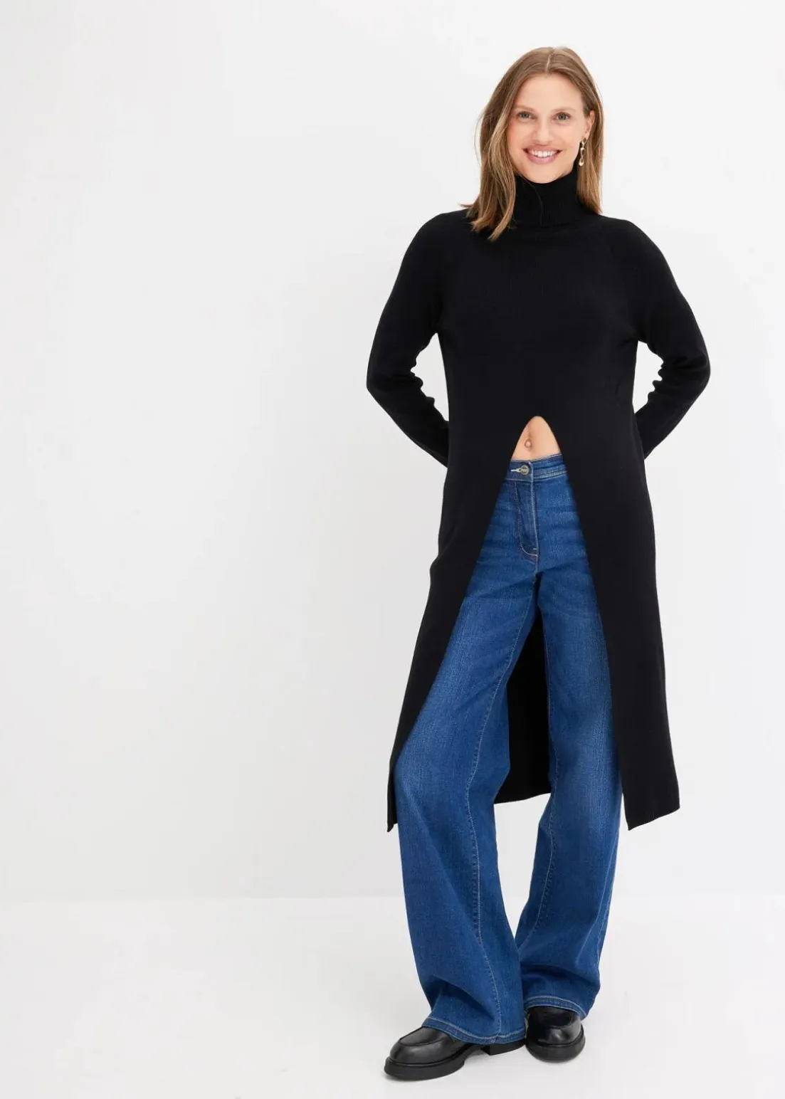 Longpullover mit Schlitz