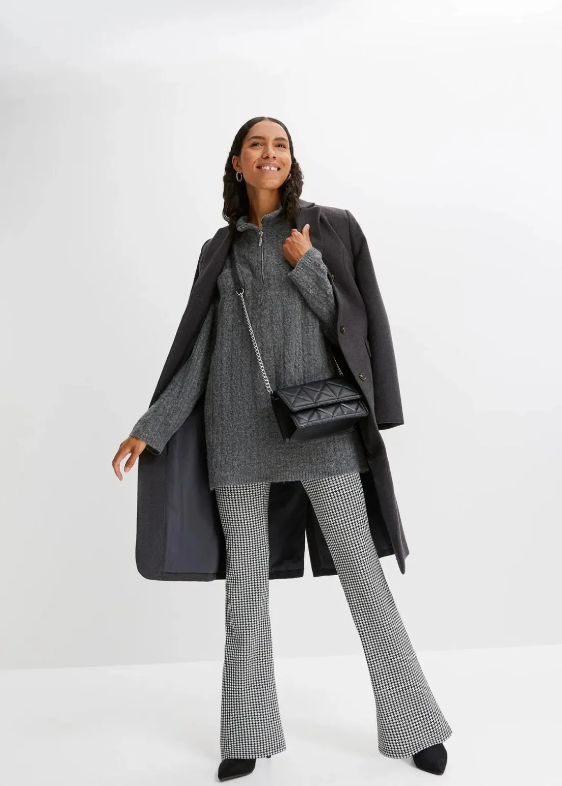 Longpullover mit Zopfmuster