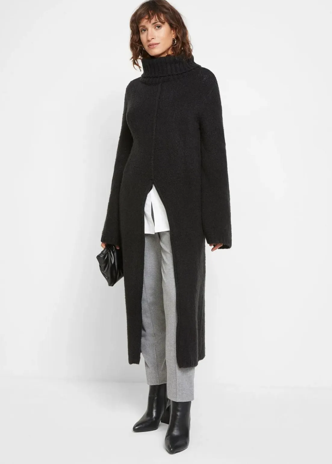 Long-Rollkragenpullover mit Tragevariante