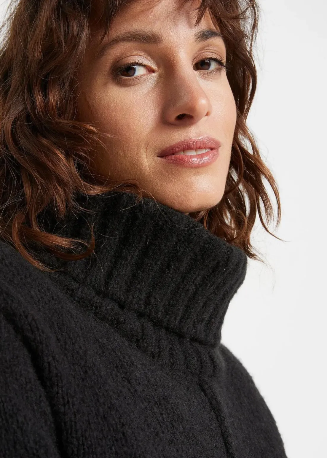 Long-Rollkragenpullover mit Tragevariante