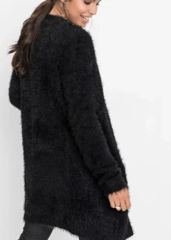Longstrickjacke in Flauschoptik