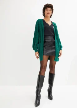 Longstrickjacke mit Ballonärmeln