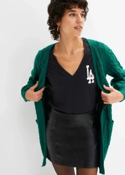 Longstrickjacke mit Ballonärmeln