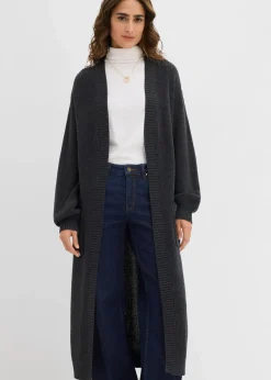 Longstrickjacke mit überschnittener Schulter