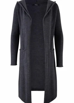 Longstrickjacke mit Kapuze