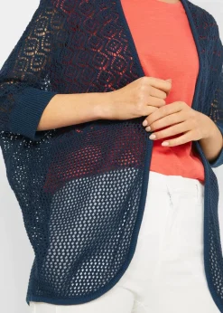 Longstrickjacke mit Lochmuster