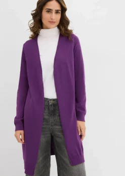 Longstrickjacke mit Rollkanten