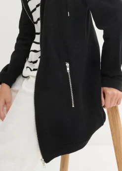 Long-Sweatjacke mit Reißverschlusstaschen
