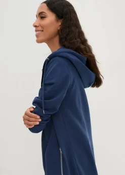 Long-Sweatjacke mit Reißverschlusstaschen