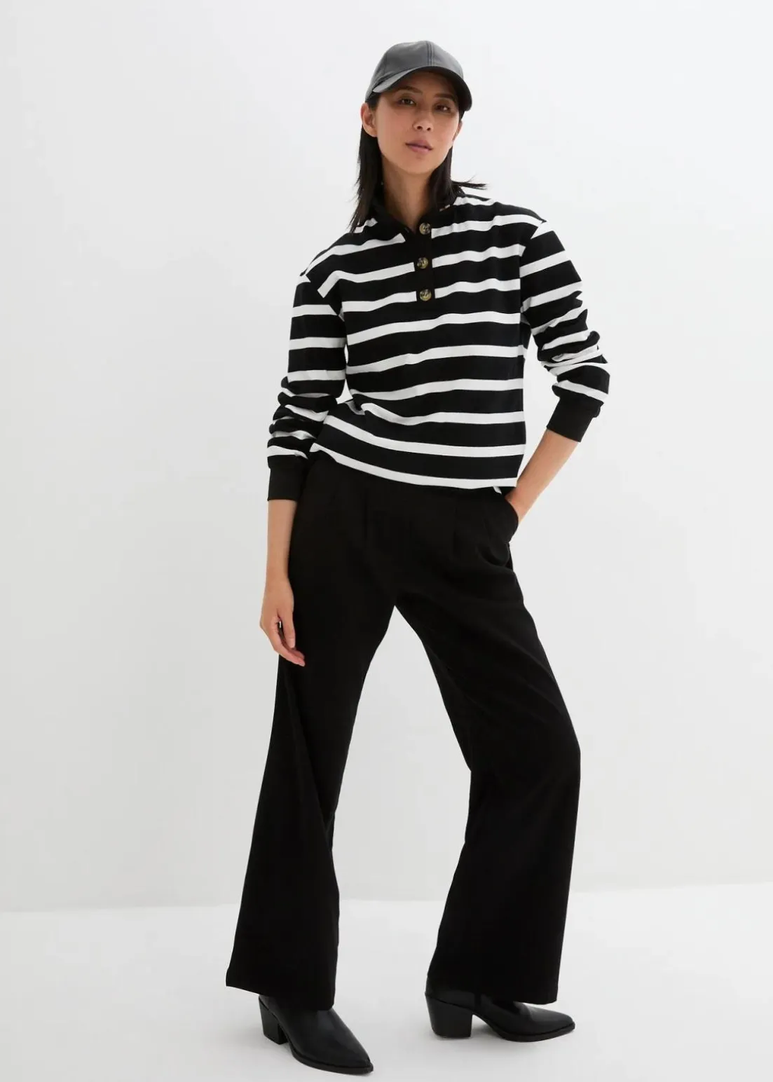 Longsweatshirt mit Troyer-Kragen