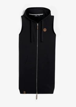 Long-Sweatweste mit Kapuze aus Baumwoll-Mix