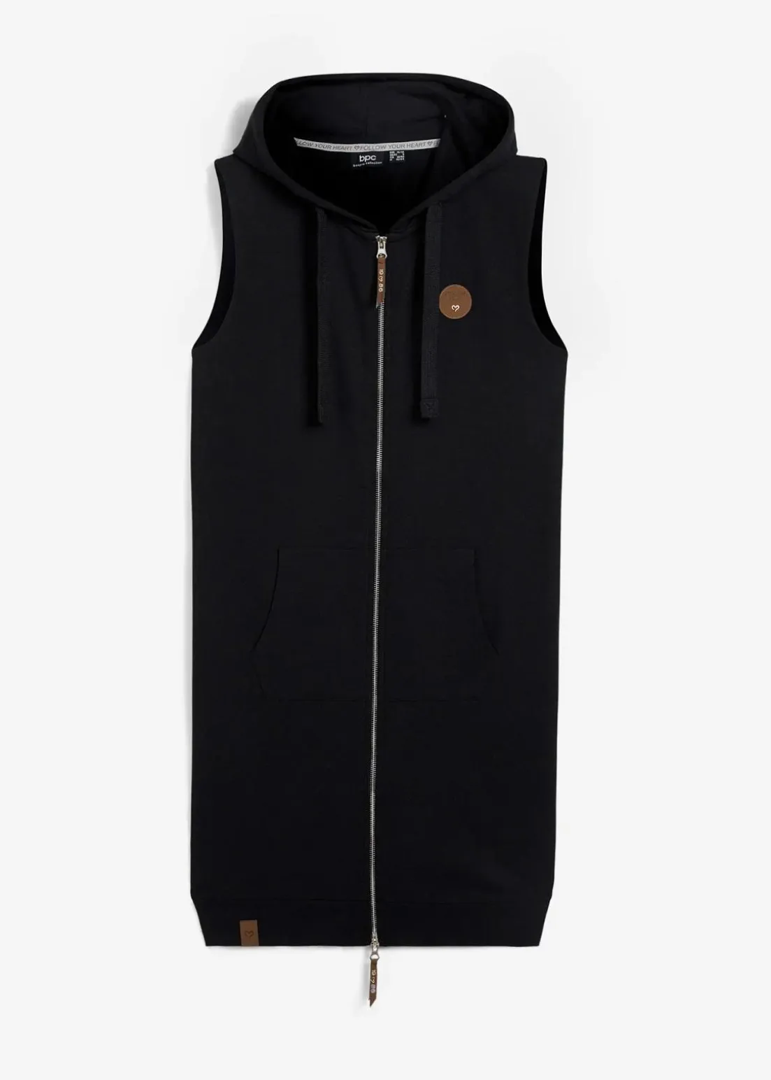 Long-Sweatweste mit Kapuze aus Baumwoll-Mix