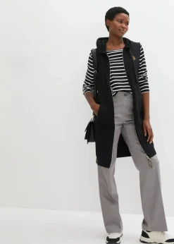 Long-Sweatweste mit Kapuze aus Baumwoll-Mix