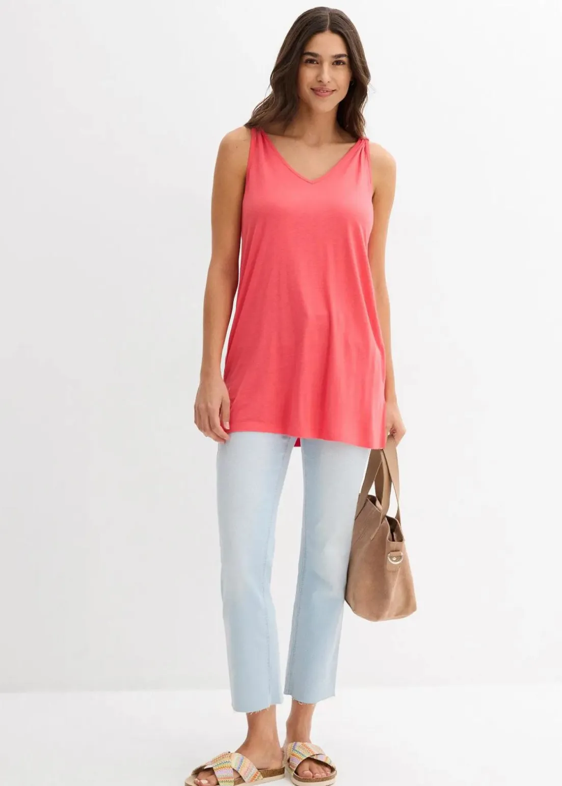 Long-Top aus Viskose-Leinen-Mix