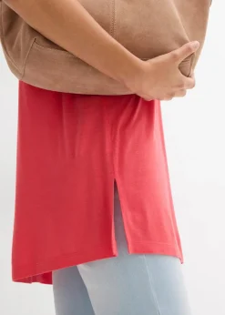 Long-Top aus Viskose-Leinen-Mix