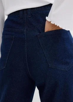 Loose Straight-Jeans High Waist, Bequembund mit Strass